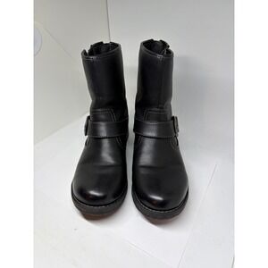Eastland Ada Moto Boots Women 6.5 Black Excellent Buckle Ankle Lug Sole 2239-01